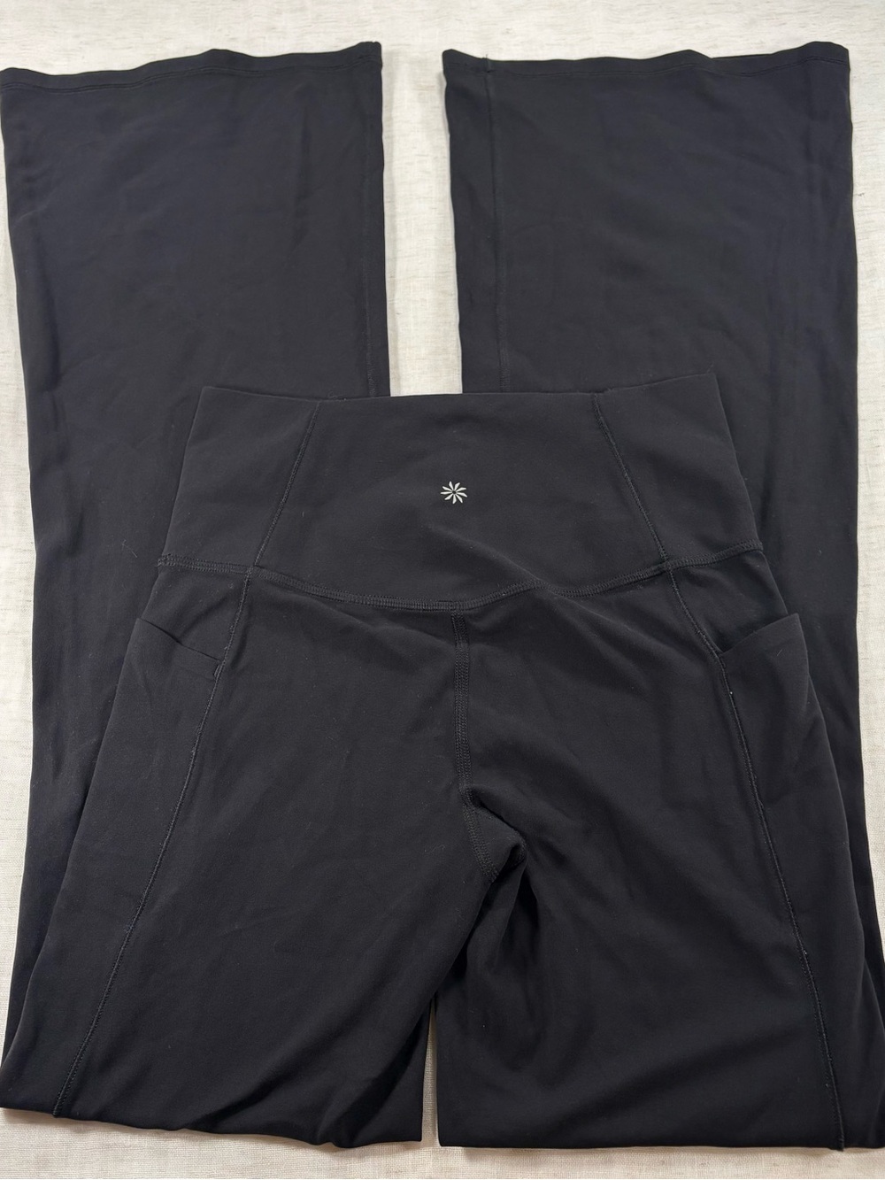 Athleta High-Waist Black Women's Yoga Pants with Side Pockets
